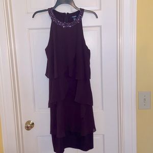 Chaps Purple Layered Sleeveless Evening Dress
